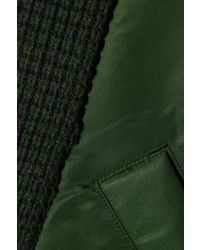 Sacai Oversized Shell Trimmed Wool Cardigan Army Green