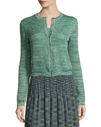 M Missoni Space Dyed Lurex Cropped Cardigan Olive