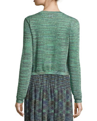 M Missoni Space Dyed Lurex Cropped Cardigan Olive