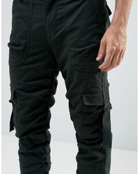 Asos Slim Cargo Pants With Side Tape In Dark Green