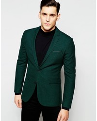 Asos Brand Super Skinny Blazer In Green Prince Of Wales Check