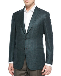 Brioni Houndstooth Two Button Jacket Green Check