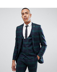 Twisted Tailor Super Skinny Suit Jacket In Green Check