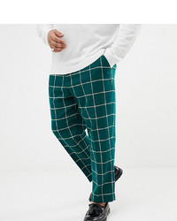 ASOS DESIGN Plus Tapered Smart Trousers In Green Check