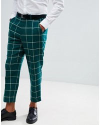 ASOS DESIGN Tapered Smart Trousers In Green Check