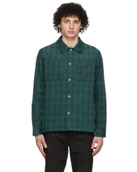 Dark Green Check Corduroy Shirt Jacket