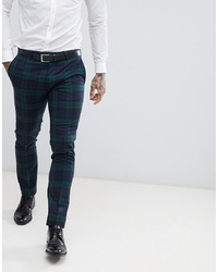 Twisted Tailor Super Skinny Suit Trouser In Green Check