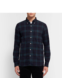 Beams Plus Shaggy Button Down Collar Checked Brushed Cotton Flannel Shirt