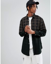 ASOS DESIGN Oversized Longline Buffalo Check Shirt With Ombre Effect