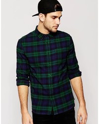 Asos Shirt In Long Sleeve With Black Watch Check