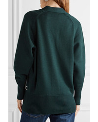 Miu Miu Oversized Checked Wool Cardigan Green