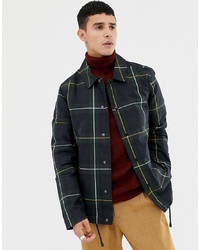 ASOS DESIGN Coach Jacket With Waxed Fabric In Green Check