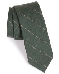 Dark Green Check Silk Tie