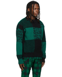 Sacai Green Black Buffalo Check Sweatshirt