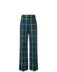 MSGM High Waisted Checked Trousers
