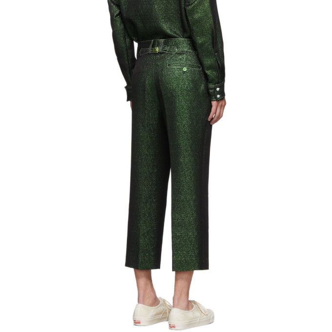 green cropped trousers