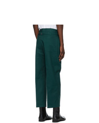 Jil Sander Green Pique Cropped Structured Trousers