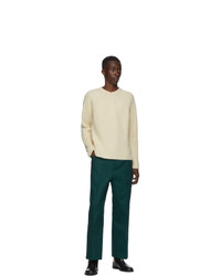 Jil Sander Green Pique Cropped Structured Trousers