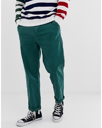 ASOS DESIGN Relaxed Chinos In Washed Green