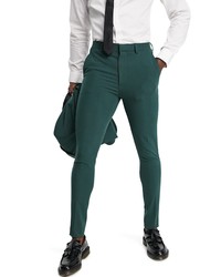 ASOS DESIGN Super Skinny Tuxedo Trousers In Dark Green At Nordstrom