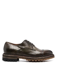 Dark Green Chunky Leather Derby Shoes