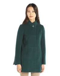 Cinzia Rocca Hunger Green Wool And Cashmere Knit Stand Collar Button Front Coat