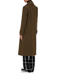 EACH X OTHER Double Breasted Wool Long Coat Dark Green