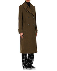 EACH X OTHER Double Breasted Wool Long Coat Dark Green