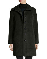 Sofia Cashmere Funnel Neck Single Breasted Wool Blend Coat
