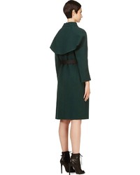 Nina Ricci Green Silk Bonded Wool Coat