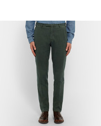 Boglioli Green Slim Fit Stretch Cotton Corduroy Suit Trousers