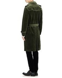 Barneys New York Burberry Xo Corduroy Double Breasted Trench Coat Gree