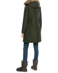 Woolrich Long Arctic Down Parka With Fur Trimmed Hood