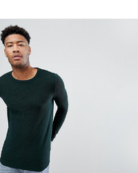 ASOS DESIGN Asos Tall Muscle Fit Lightweight Cable Jumper In Bottle Green