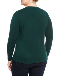 Neiman Marcus Cashmere Crewneck Sweater Holly Plus Size