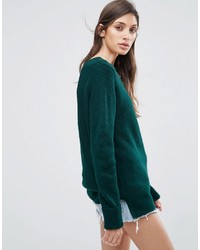 Asos Chunky Sweater With Deep Cuff In Fluffy Yarn