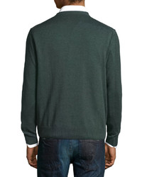 Neiman Marcus Cotton Blend Crewneck Sweater Green