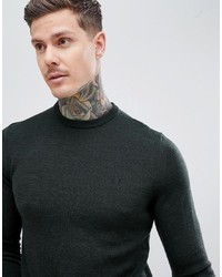 Fred Perry Crew Neck Merino Knitted Jumper In Green Marl