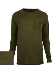 River Island Dark Green Pocket Front Sweater