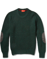 Isaia Elbow Patch Ribbed Yak Sweater