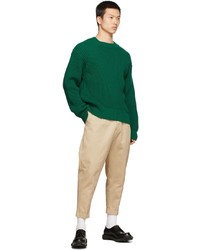 AMI Alexandre Mattiussi Green Virgin Wool Rib Boxy Sweater