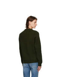 Maison Margiela Green Wool Cardigan Stitch Sweater