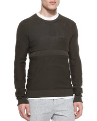 Vince Multi Stitch Crewneck Sweater Green