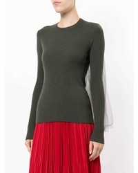 Moschino Ribbed Sweater With Tulle Inset