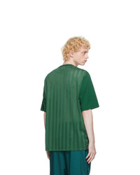 Kenzo Green Striped Mesh Sport Logo T Shirt