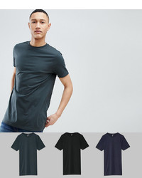 ASOS DESIGN Longline T Shirt With Crew Neck 3 Pack