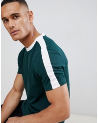 New Look Ringer T Shirt With Sleeve Stripe In Green