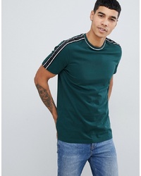 New Look T Shirt With Arm Stripe In Dark Green