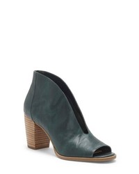 Dark Green Cutout Leather Ankle Boots