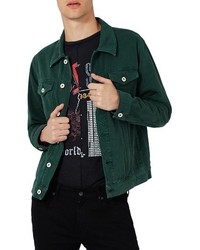 black jeans green jacket